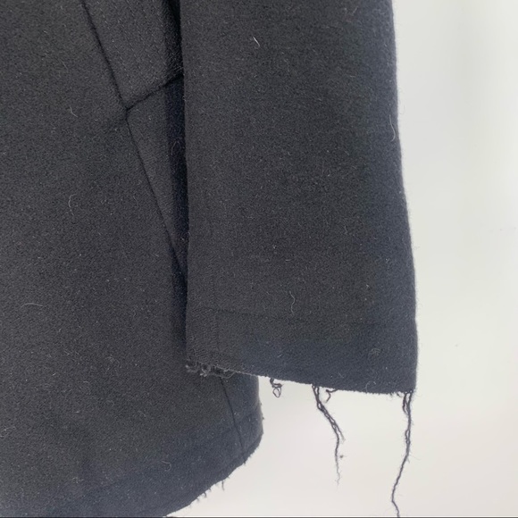 Rag & Bone Raw Hem Black Wool Pea Coat Size M - Picture 3 of 9